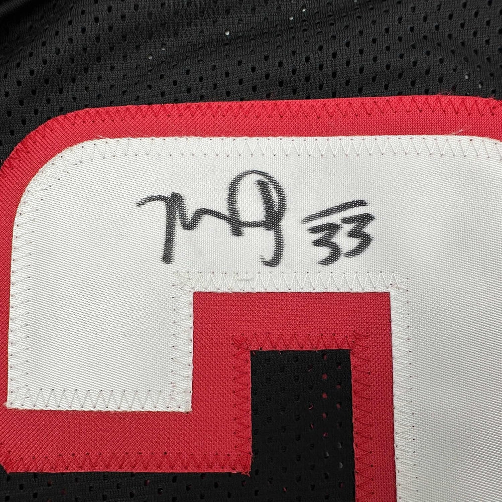 Framed Autographed/Signed Michael Turner 35x39 Atlanta Black Football Jersey Beckett BAS COA