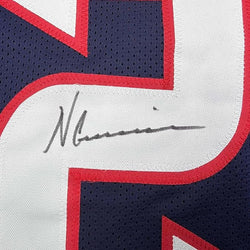 Framed Autographed/Signed Nico Collins 35x39 Houston Blue Rookie Football Jersey JSA COA