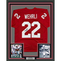Framed Autographed/Signed Roger Wehrli 35x39 HOF 07 Arizona Red Football Jersey JSA COA