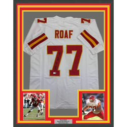 Framed Autographed/Signed Willie Roaf 35x39 HOF 2012 Kansas City White Football Jersey Beckett BAS COA