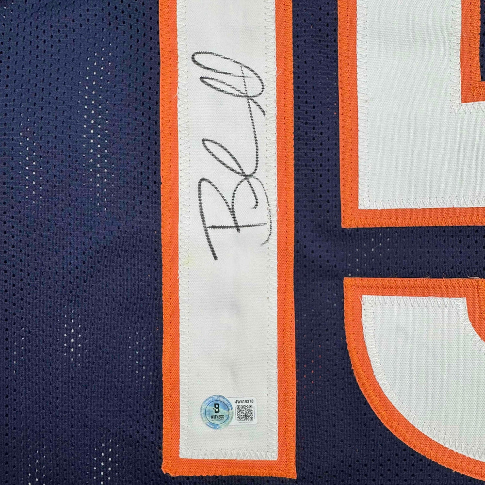 Autographed/Signed Brandon Marshall Denver Blue Football Jersey Beckett BAS COA