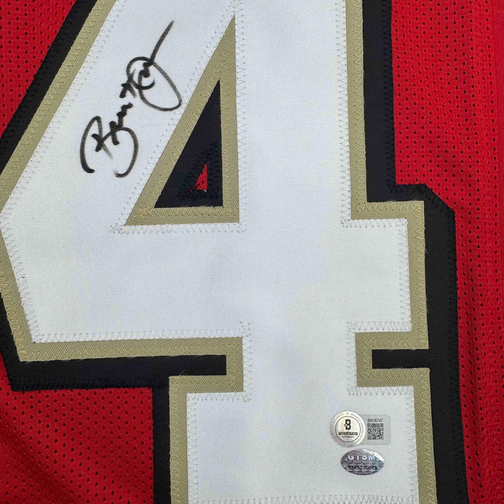 Autographed/Signed Brent Jones San Francisco Red Alternate Football Jersey Beckett BAS COA