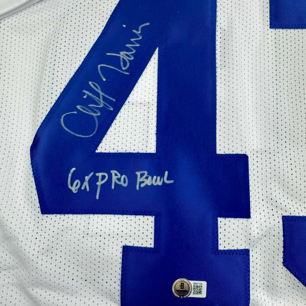 Autographed/Signed Cliff Harris Dallas White Football Jersey Beckett BAS COA
