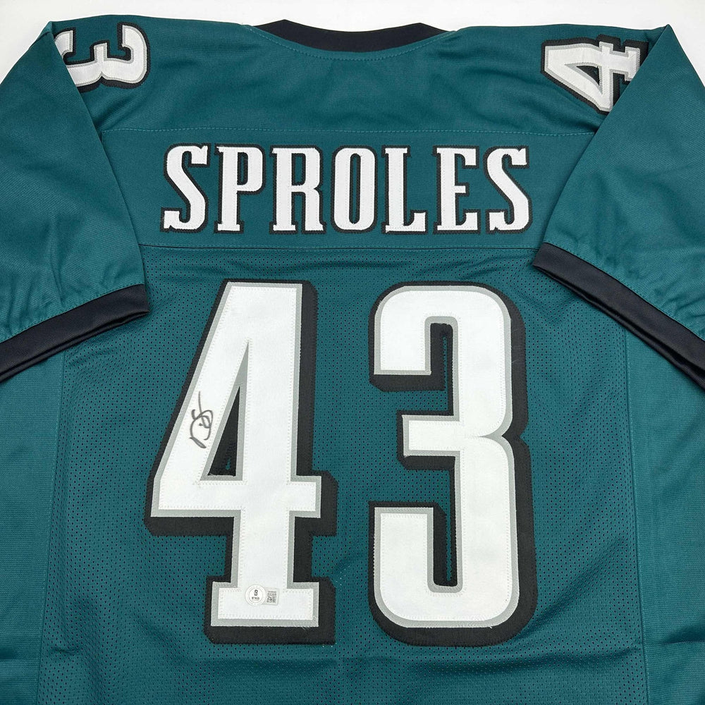 Autographed/Signed Darren Sproles Philadelphia Green Football Jersey Beckett BAS COA