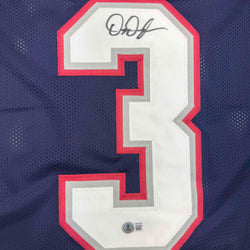 Autographed/Signed DeMario Douglas New England Blue Football Jersey Beckett BAS COA