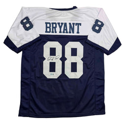 Autographed/Signed Dez Bryant Dallas Thanksgiving Day Football Jersey Beckett BAS COA