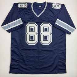 Autographed/Signed Dez Bryant Dallas Blue Football Jersey Beckett BAS COA