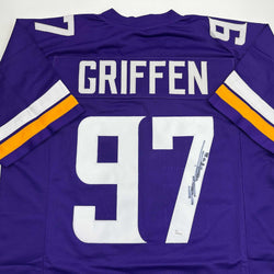 Autographed/Signed Everson Griffen Minnesota Purple Football Jersey JSA COA