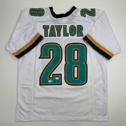 Autographed/Signed Fred Taylor Jacksonville White Football Jersey JSA COA