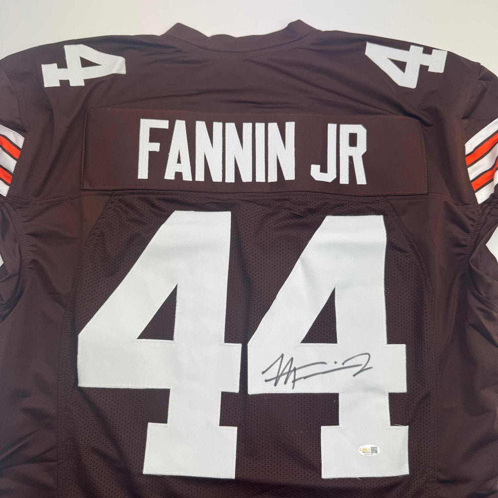 Autographed/Signed Harold Fannin Jr. Cleveland Football Brown Jersey JSA COA