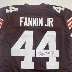 Autographed/Signed Harold Fannin Jr. Cleveland Football Brown Jersey JSA COA