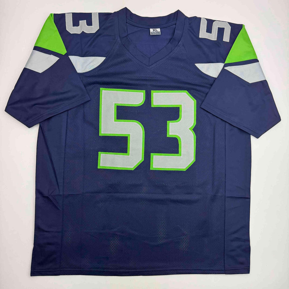 Autographed/Signed Malcolm Smith Seattle Blue Football Jersey Beckett BAS COA
