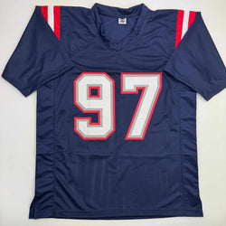 Autographed/Signed Milton Williams New England Blue Football Jersey Beckett BAS COA