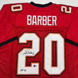 Autographed/Signed Ronde Barber HOF 23 Tampa Bay Red Football Jersey Beckett BAS COA