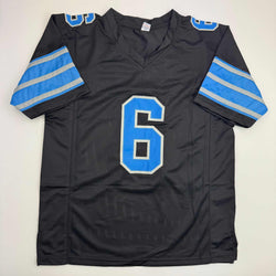 Autographed/Signed Terrion Arnold Detroit Black Football Jersey Beckett BAS COA