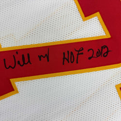 Autographed/Signed Willie Roaf HOF 2012 Kansas City White Football Jersey Beckett BAS COA