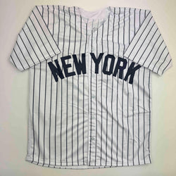 Autographed/Signed Tommy John New York Pinstripe Baseball Jersey Beckett BAS COA