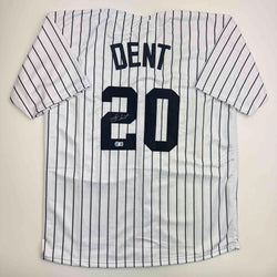 Autographed/Signed Bucky Dent New York Pinstripe Baseball Jersey Beckett BAS COA