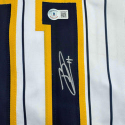 Autographed/Signed Jackson Chourio Milwaukee Pinstripe Baseball Jersey Beckett BAS COA