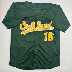 Autographed/Signed Jason Giambi Oakland Green Baseball Jersey Beckett BAS COA