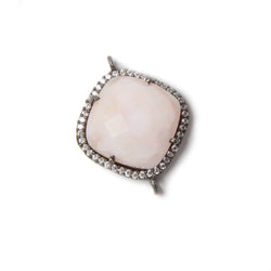 17mm Black Gold Bezeled White CZ & Pink Opal Pillow Connector 1 pc (ONLINE ORDER ONLY)