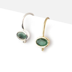 17mm Emerald Oval Ear Wire Set of 2 pieces (ONLINE ORDER ONLY)