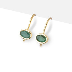 17mm Emerald Oval Ear Wire Set of 2 pieces (ONLINE ORDER ONLY)