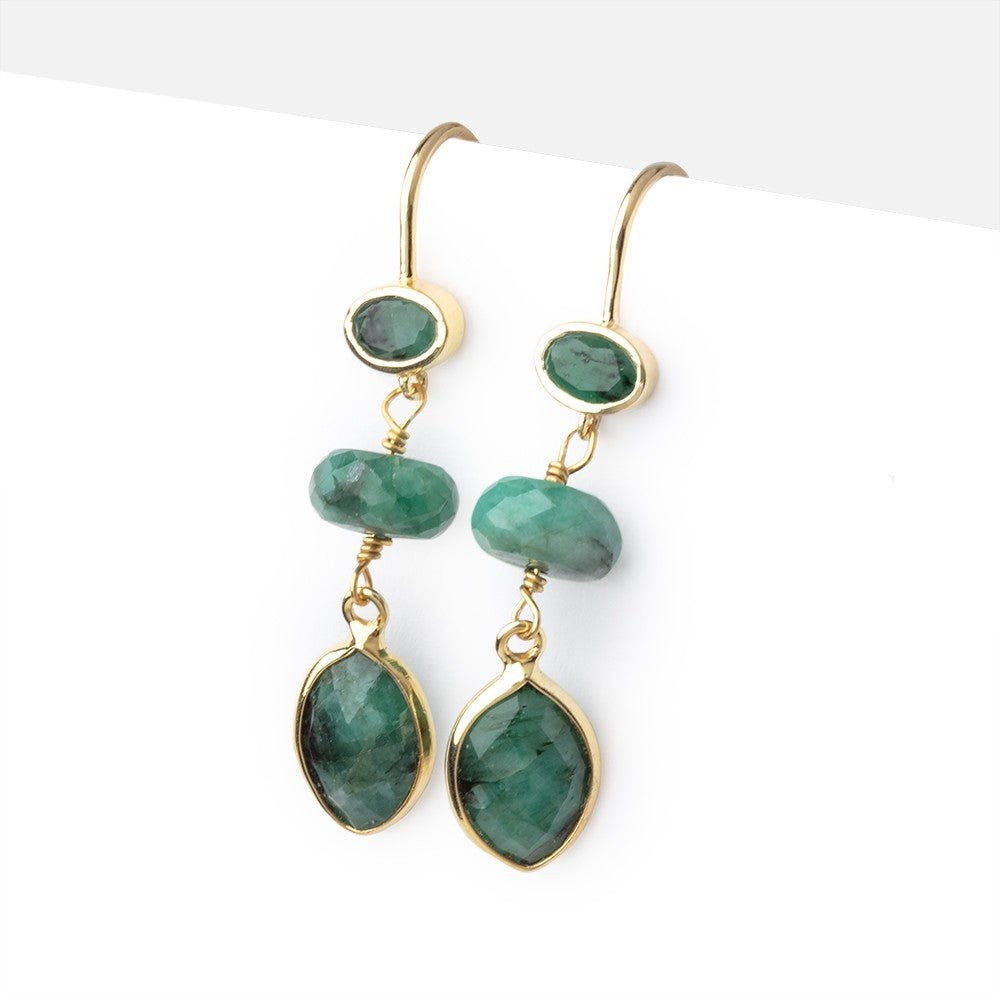 17mm Emerald Oval Ear Wire Set of 2 pieces (ONLINE ORDER ONLY)
