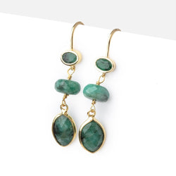 17mm Emerald Oval Ear Wire Set of 2 pieces (ONLINE ORDER ONLY)