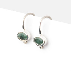 17mm Emerald Oval Ear Wire Set of 2 pieces (ONLINE ORDER ONLY)