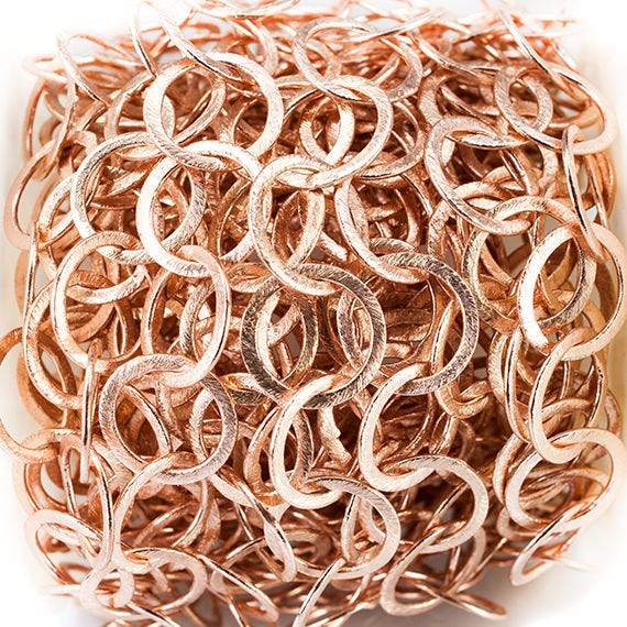 17mm Rose Gold Plated Brushed Round Link Chain by the foot (ONLINE ORDER ONLY)