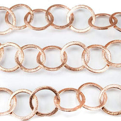 17mm Rose Gold Plated Brushed Round Link Chain by the foot (ONLINE ORDER ONLY)