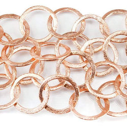 17mm Rose Gold Plated Brushed Round Link Chain by the foot (ONLINE ORDER ONLY)
