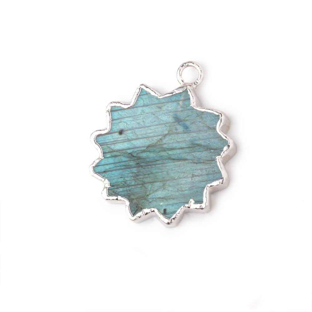 17mm Silver Leafed Labradorite Star Burst Focal Pendant 1 piece (ONLINE ORDER ONLY)