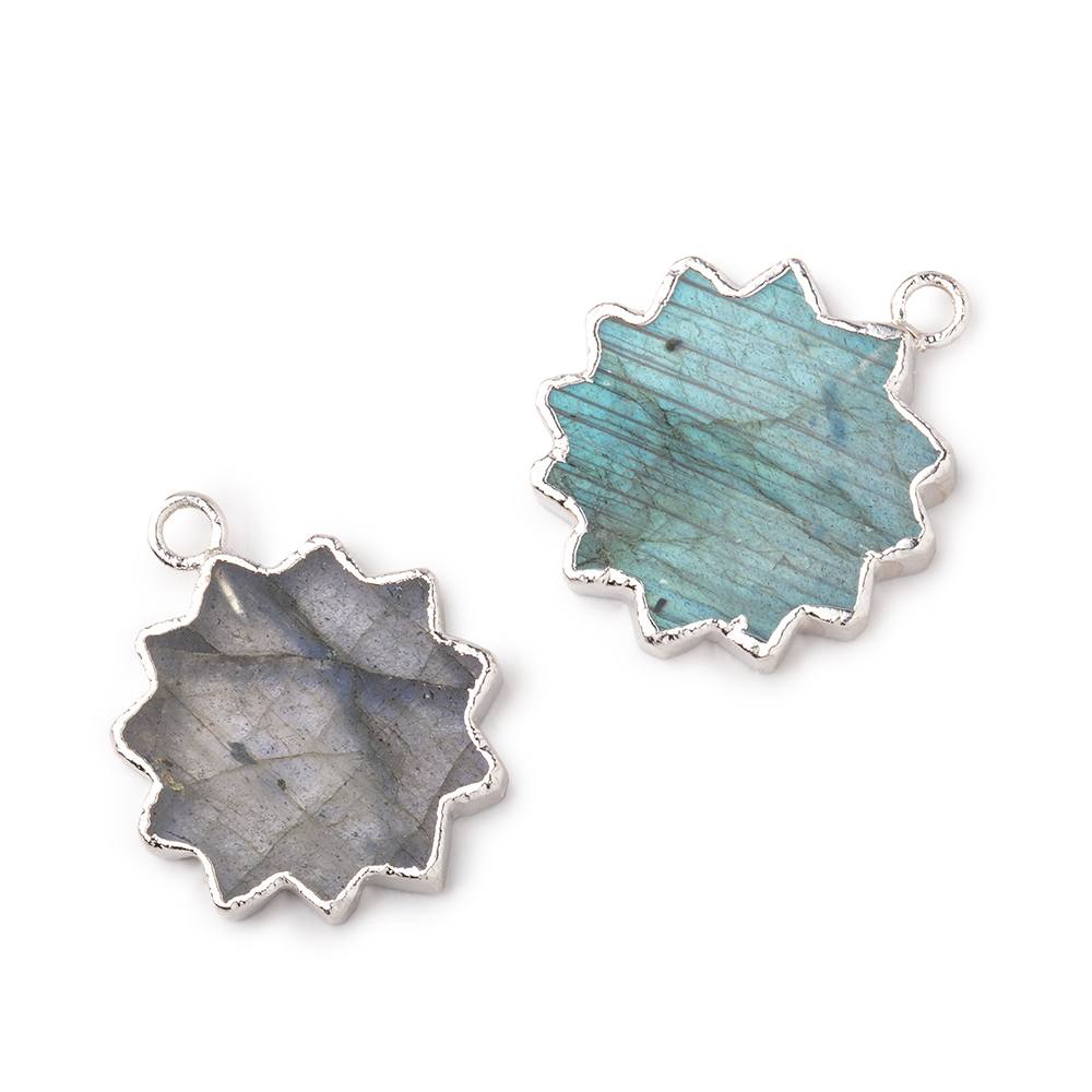 17mm Silver Leafed Labradorite Star Burst Focal Pendant 1 piece (ONLINE ORDER ONLY)