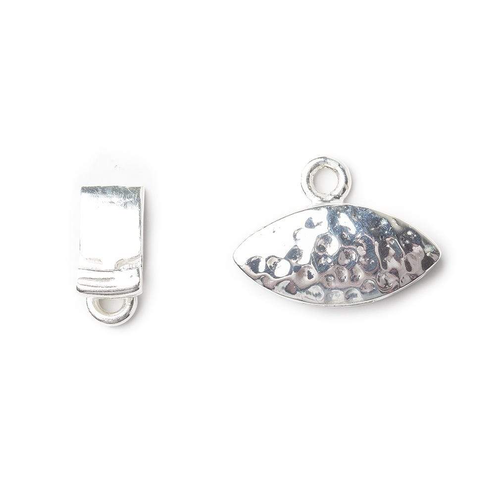 17mm Sterling Silver Box Clasp Marquise Hammered Design 1 piece (ONLINE ORDER ONLY)