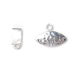 17mm Sterling Silver Box Clasp Marquise Hammered Design 1 piece (ONLINE ORDER ONLY)
