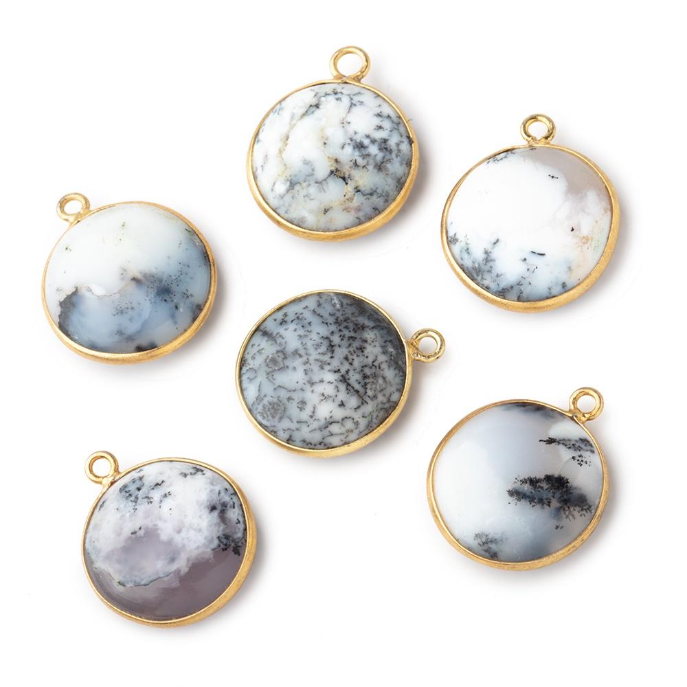 17mm Vermeil Bezel Dendritic Opal Plain Coin Pendant 1 piece (ONLINE ORDER ONLY)