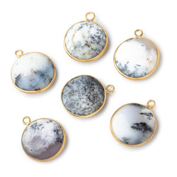 17mm Vermeil Bezel Dendritic Opal Plain Coin Pendant 1 piece (ONLINE ORDER ONLY)