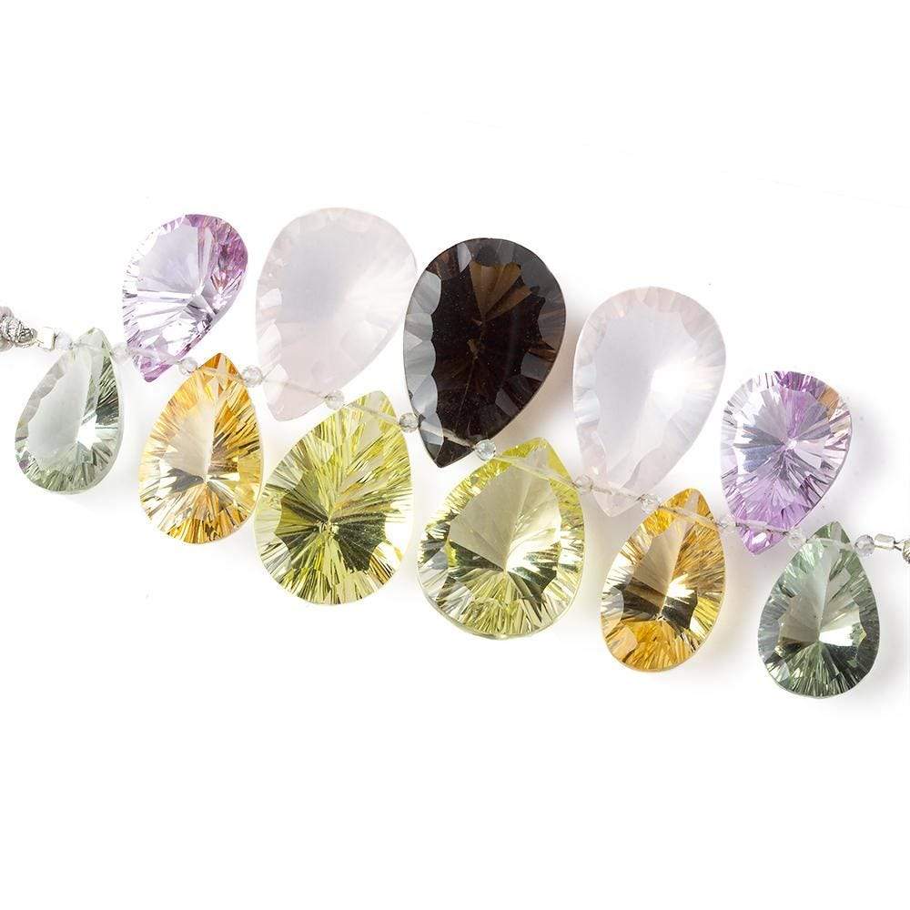 17x10-23x15mm Multi-Gemstone Concave Faceted Pear Beads 11 pieces AAA (ONLINE ORDER ONLY)