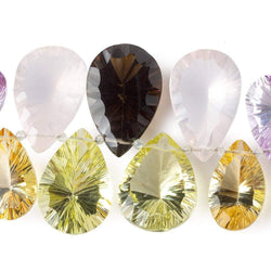 17x10-23x15mm Multi-Gemstone Concave Faceted Pear Beads 11 pieces AAA (ONLINE ORDER ONLY)