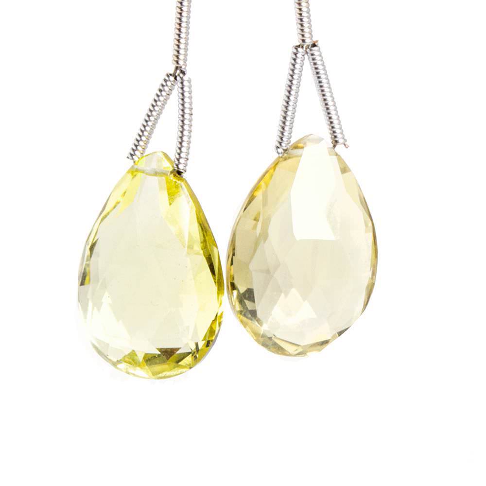 17x11-20x13mm Lemon Quartz Faceted Pear Focal Bead Set of 2 (ONLINE ORDER ONLY)