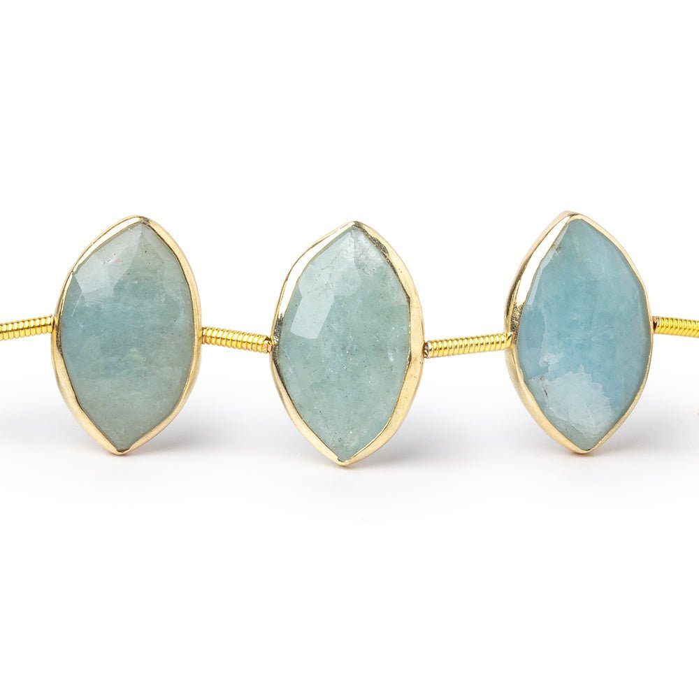 17x11mm Vermeil Bezel Aquamarine Faceted Marquise Strand 12 Beads (ONLINE ORDER ONLY)