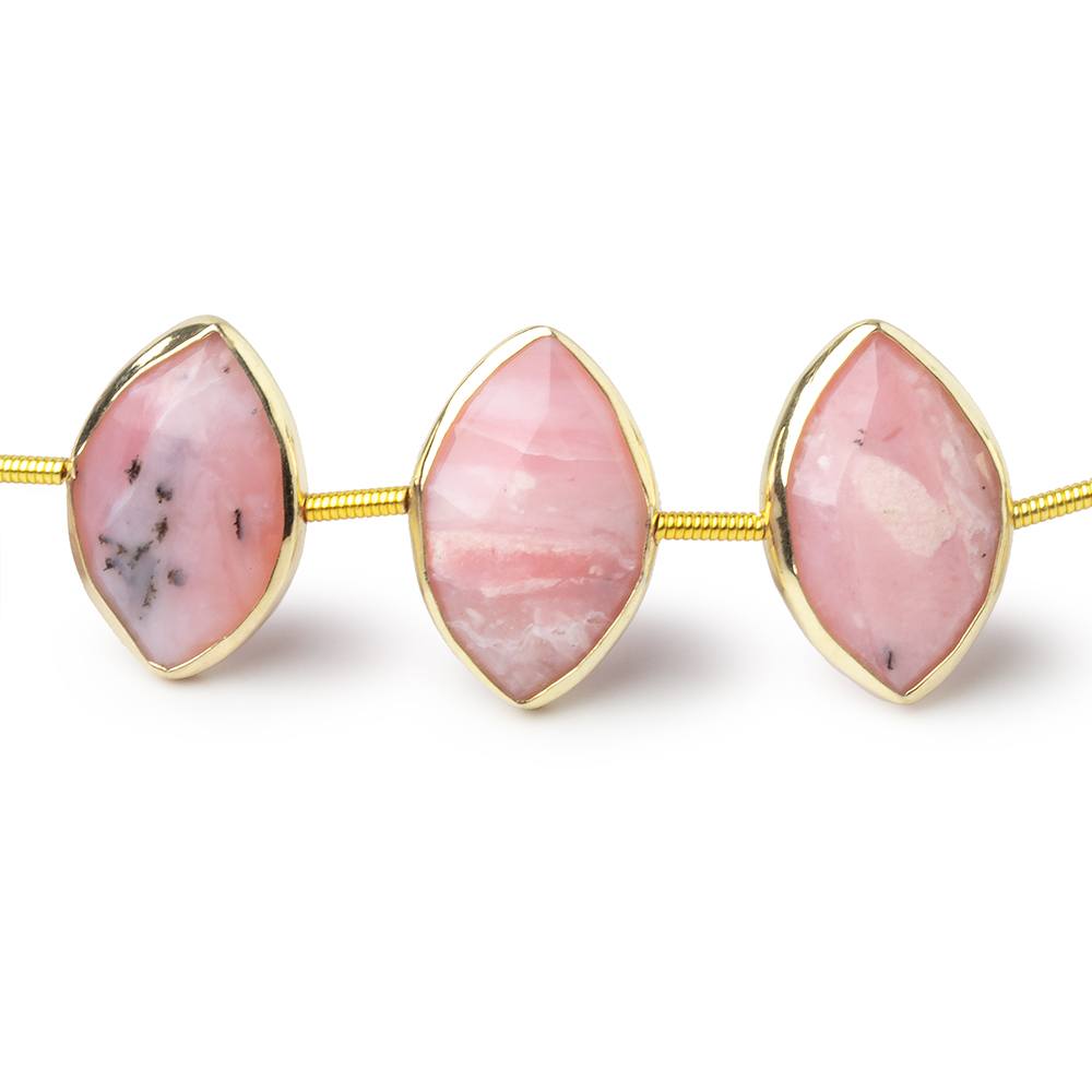 17x11mm Vermeil Bezel Pink Peruvian Opal Faceted Marquise Strand 12 Beads (ONLINE ORDER ONLY)