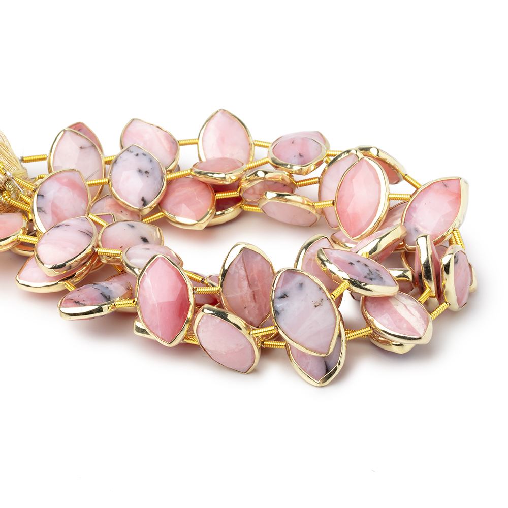 17x11mm Vermeil Bezel Pink Peruvian Opal Faceted Marquise Strand 12 Beads (ONLINE ORDER ONLY)