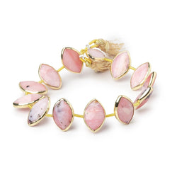 17x11mm Vermeil Bezel Pink Peruvian Opal Faceted Marquise Strand 12 Beads (ONLINE ORDER ONLY)
