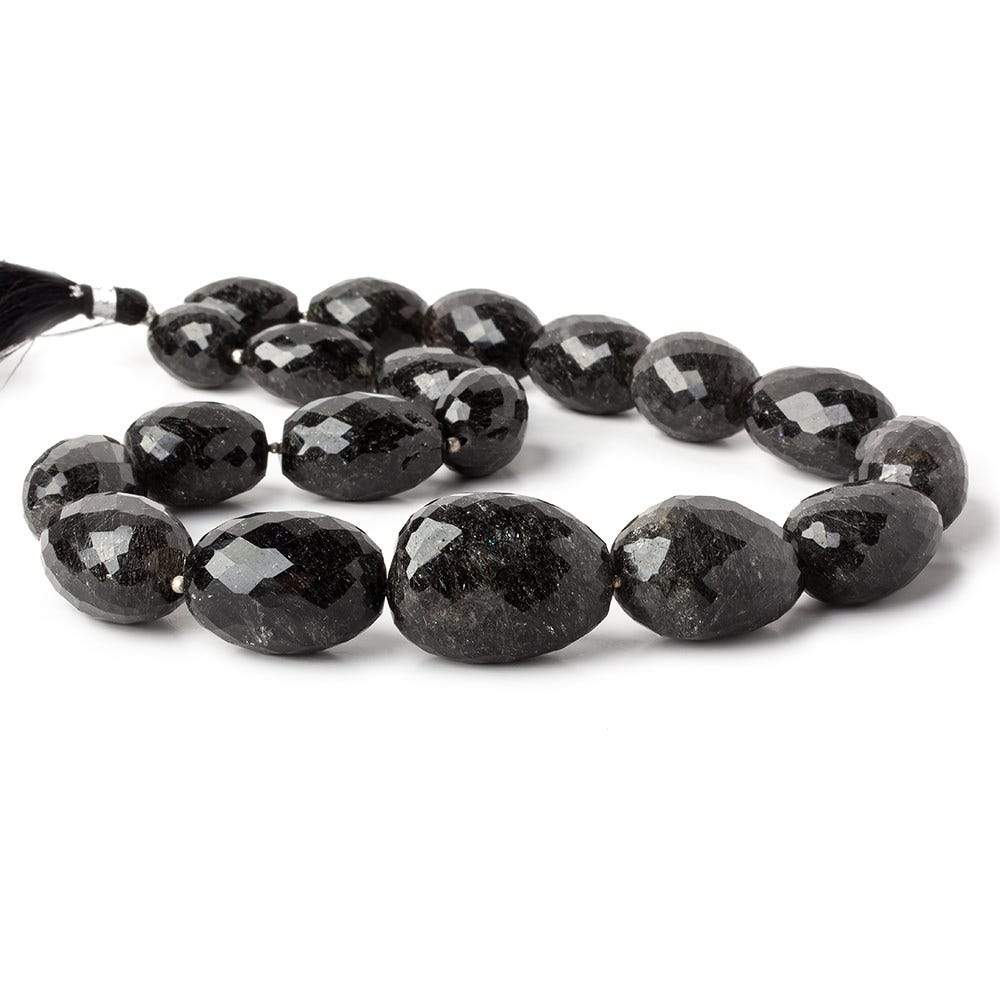 17x12-29x21mm Black Tourmalinated Quartz faceted nuggets 16.5 inches 19 beads (ONLINE ORDER ONLY)