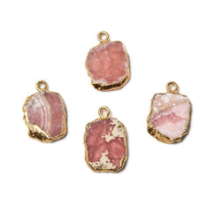 17x12mm Gold Leafed Rhodochrosite Slice Connector 1 piece (ONLINE ORDER ONLY)