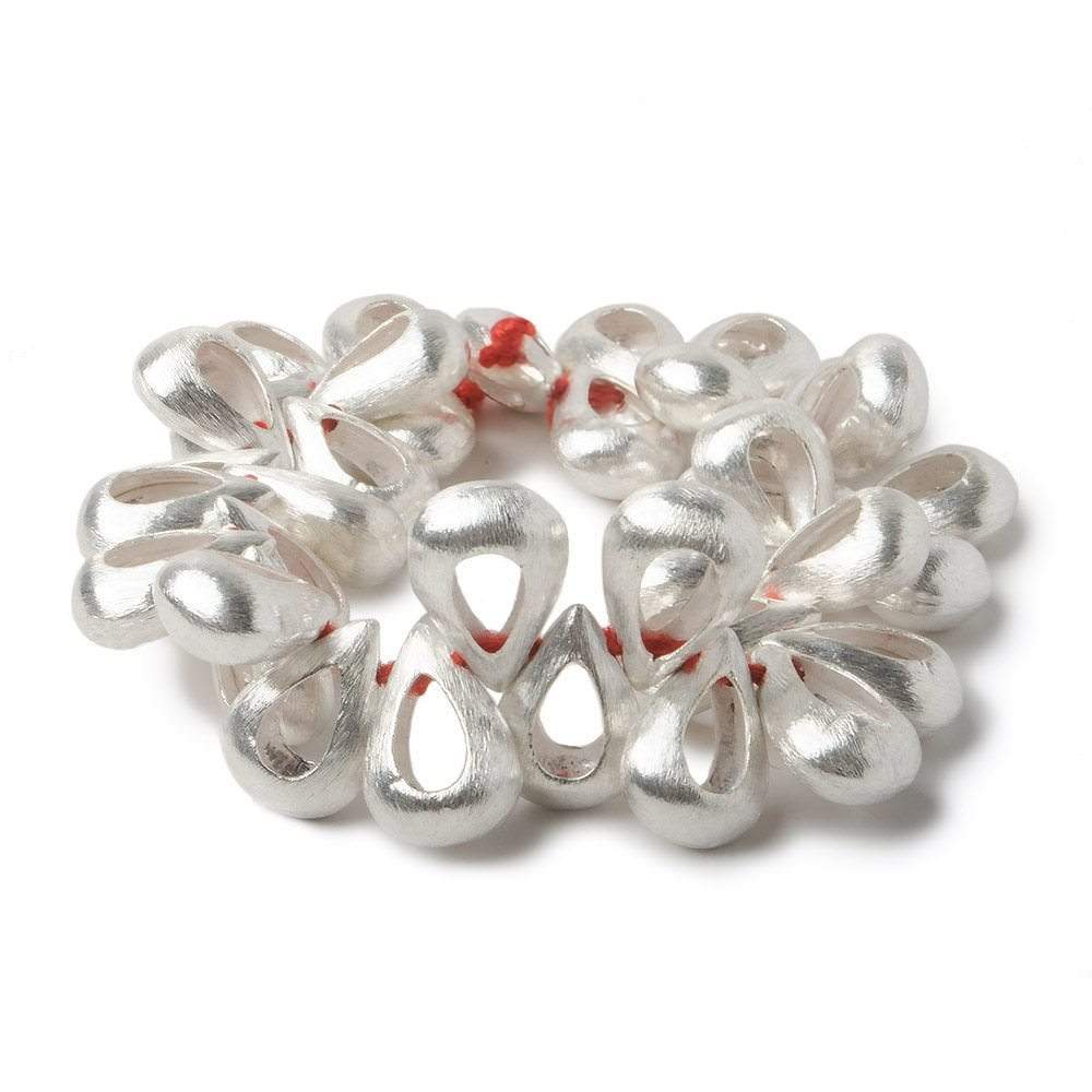 17x12mm Sterling Silver plated Copper Brushed Pear with Center Void 8 inch 32 pcs (ONLINE ORDER ONLY)