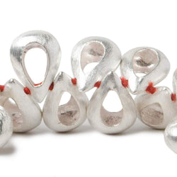 17x12mm Sterling Silver plated Copper Brushed Pear with Center Void 8 inch 32 pcs (ONLINE ORDER ONLY)
